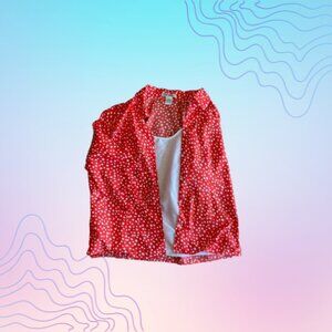 REFERENCE POINT Red White Polka Dot Button Down Blouse Size XL